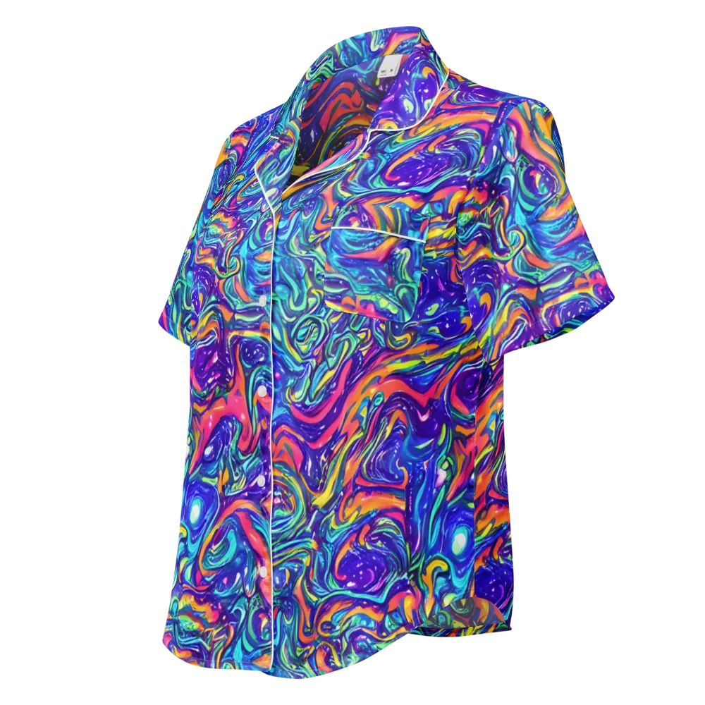 Plasma Paisley on Women's Short Sleeve Pajama Top — Left Front