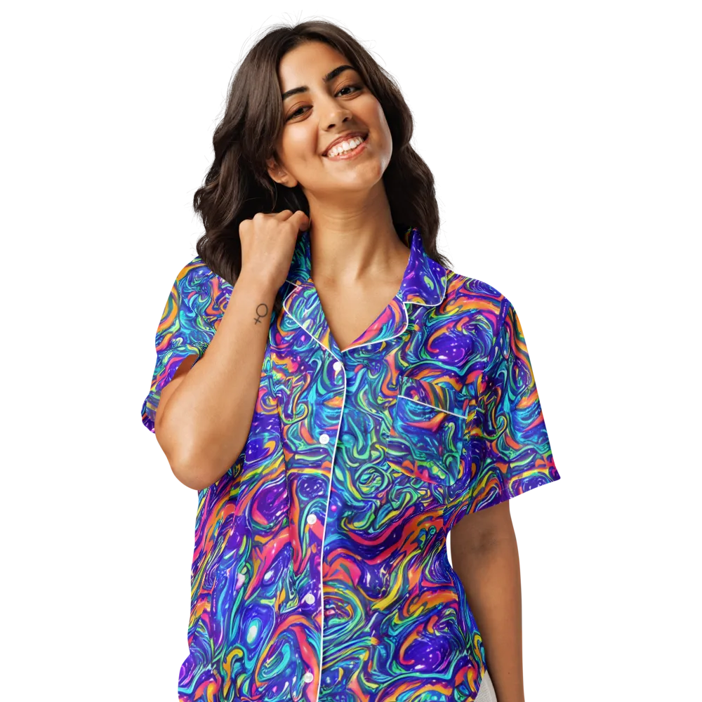 Plasma Paisley on Women's Short Sleeve Pajama Top — Front