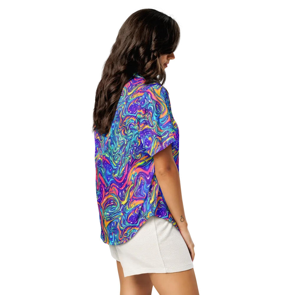 Plasma Paisley on Women's Short Sleeve Pajama Top — Right Back
