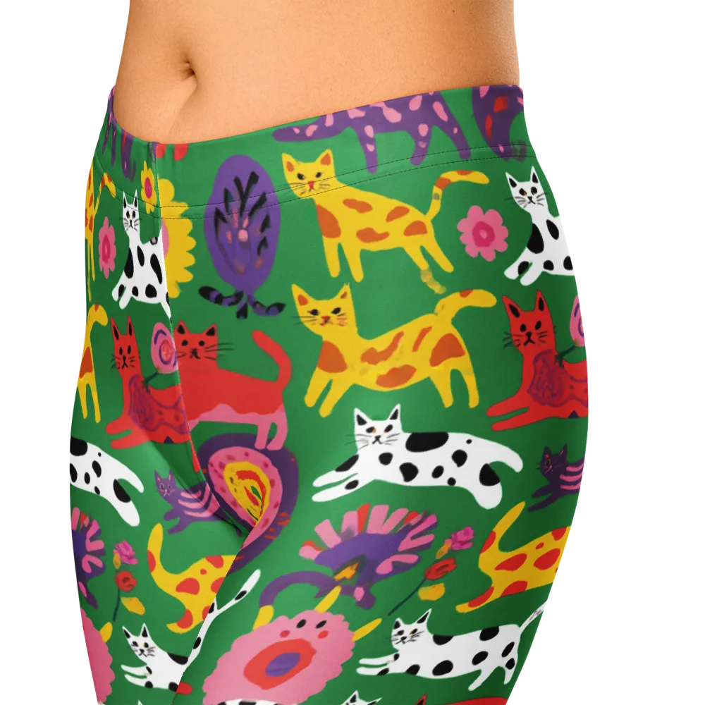 Chromatic Cat Parade on Capri Leggings — Zoomed-in