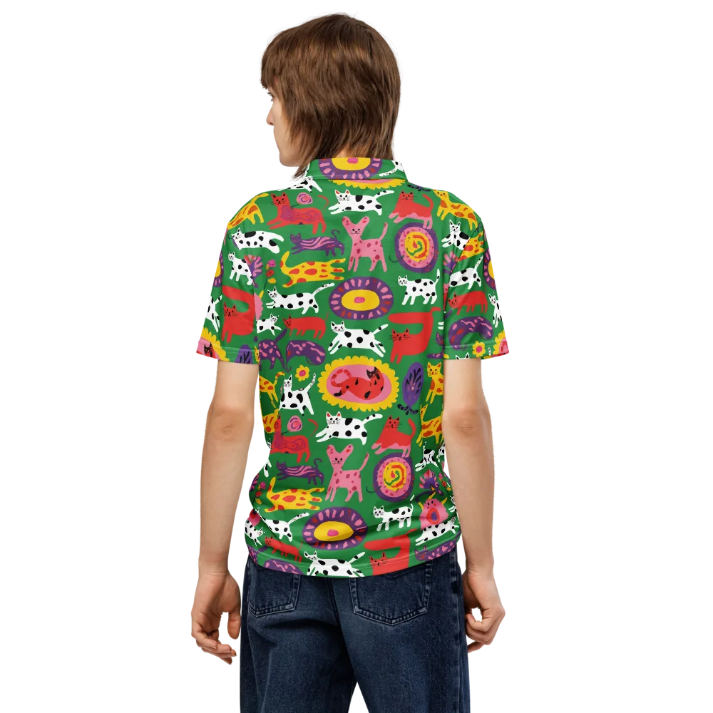 Chromatic Cat Parade on Men's Slim Fit Polo Shirt — Back