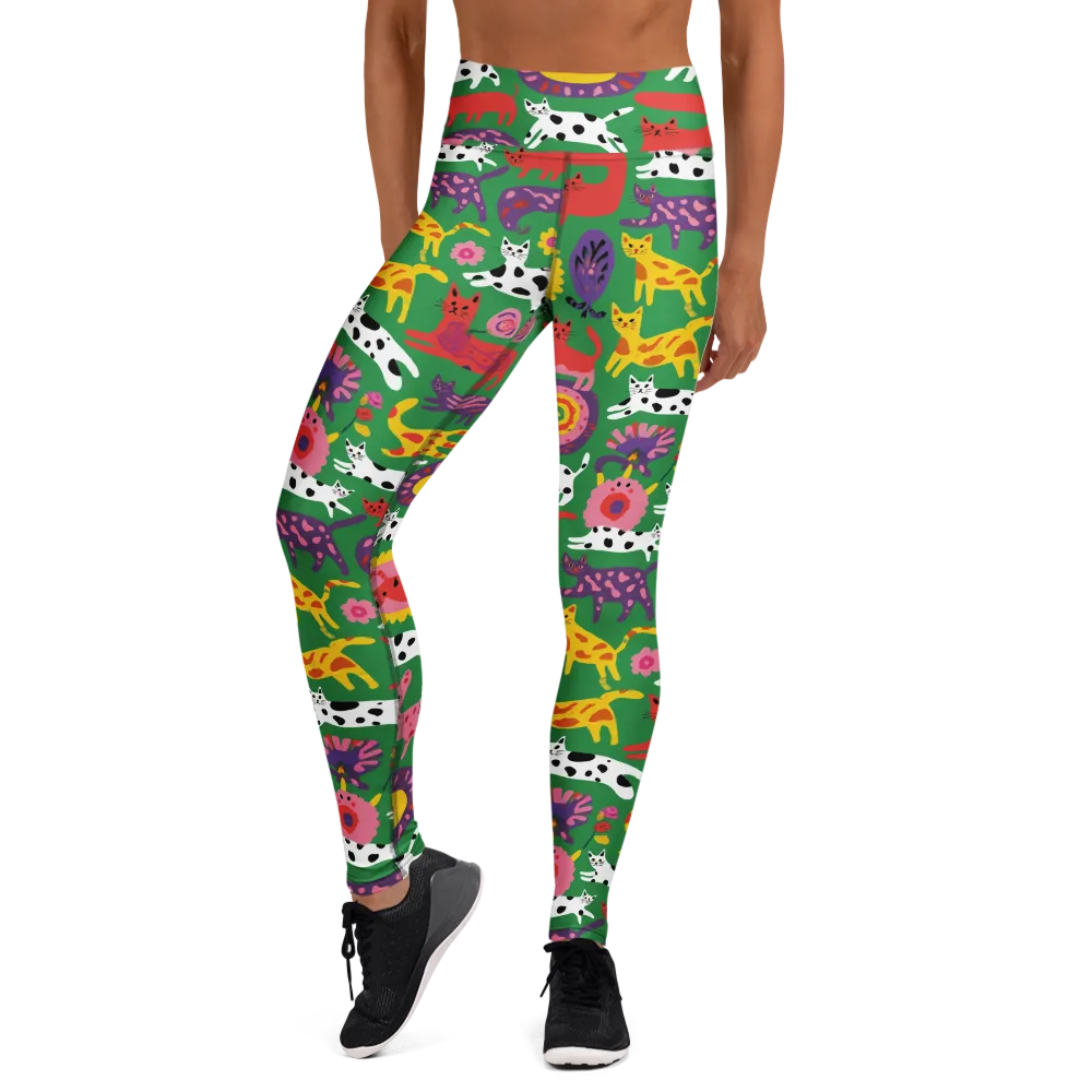Chromatic Cat Parade on Yoga Leggings — Front