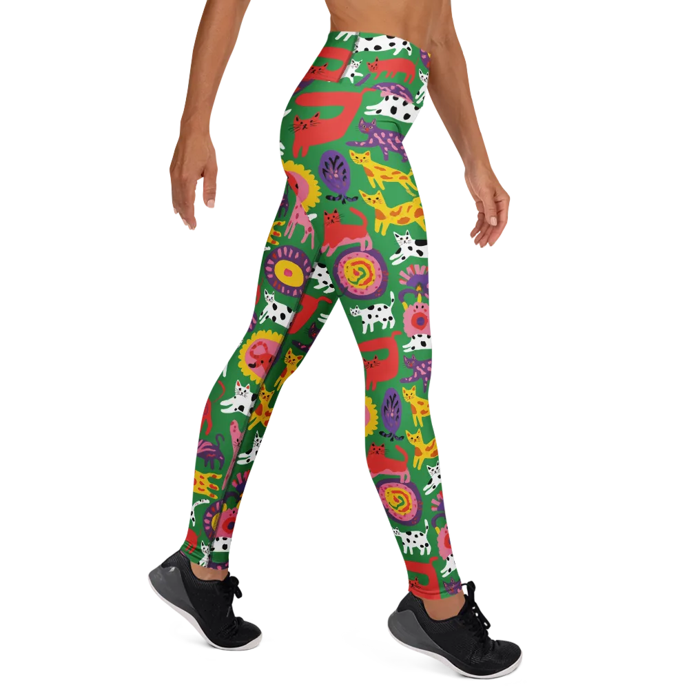 Chromatic Cat Parade on Yoga Leggings — Right