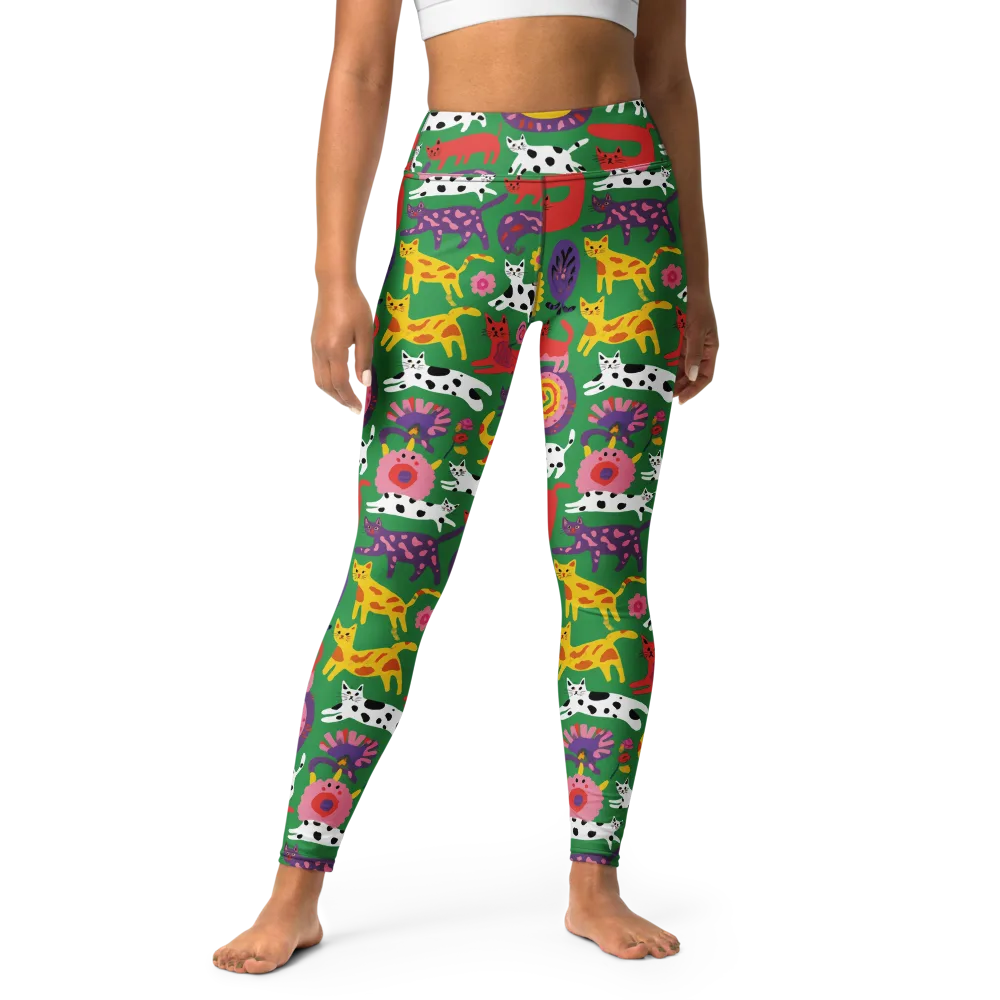 Chromatic Cat Parade on Yoga Leggings — Front
