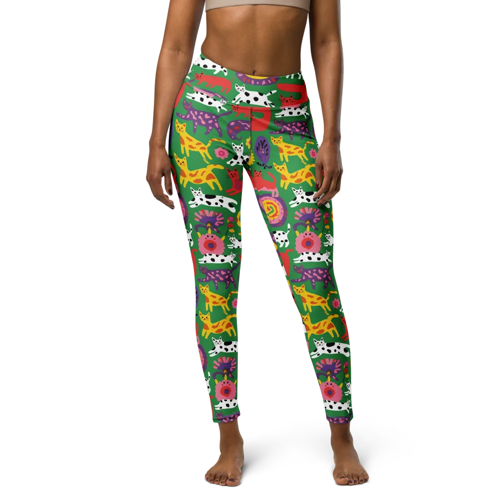 Chromatic Cat Parade on Yoga Leggings — Front