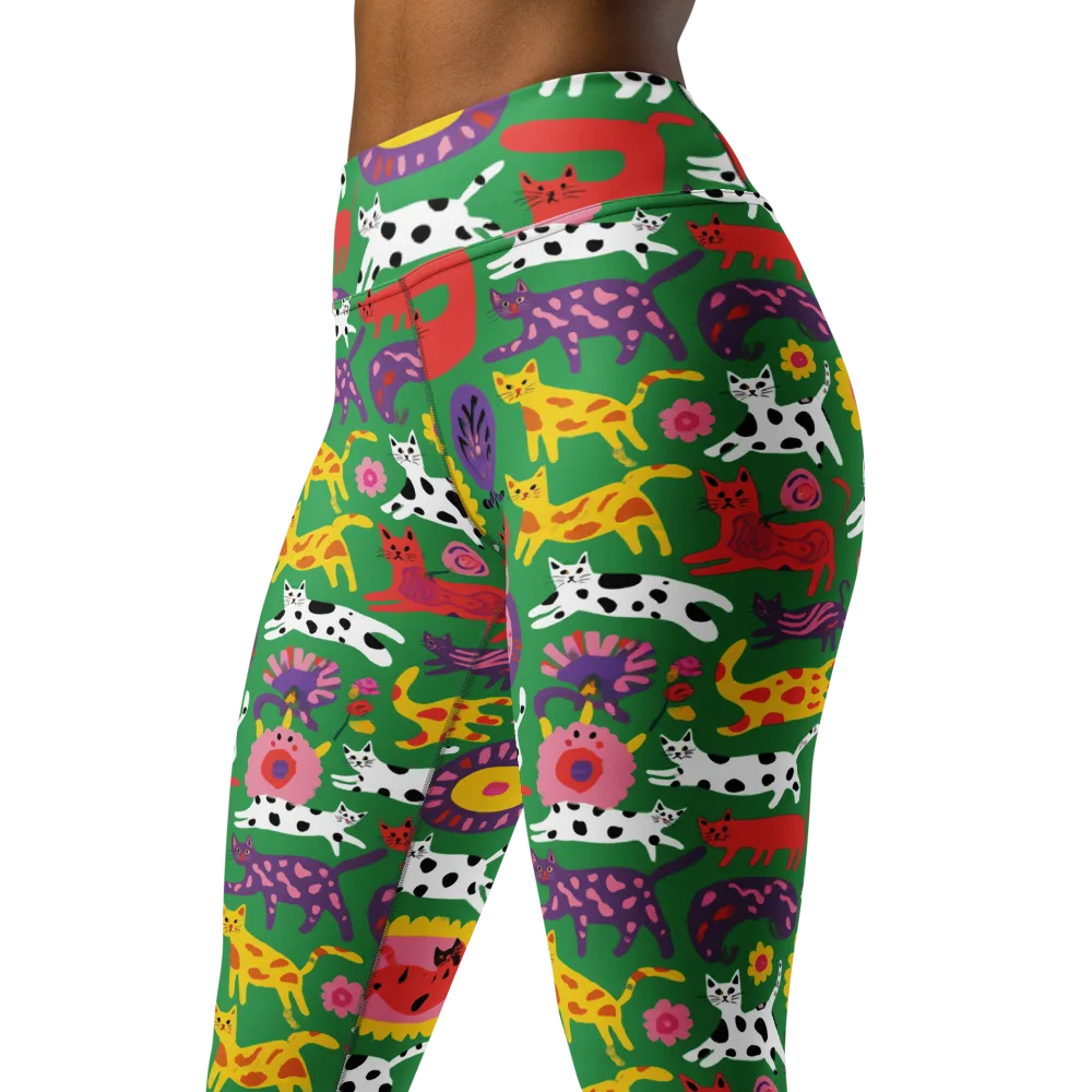 Chromatic Cat Parade on Yoga Leggings — Left Front