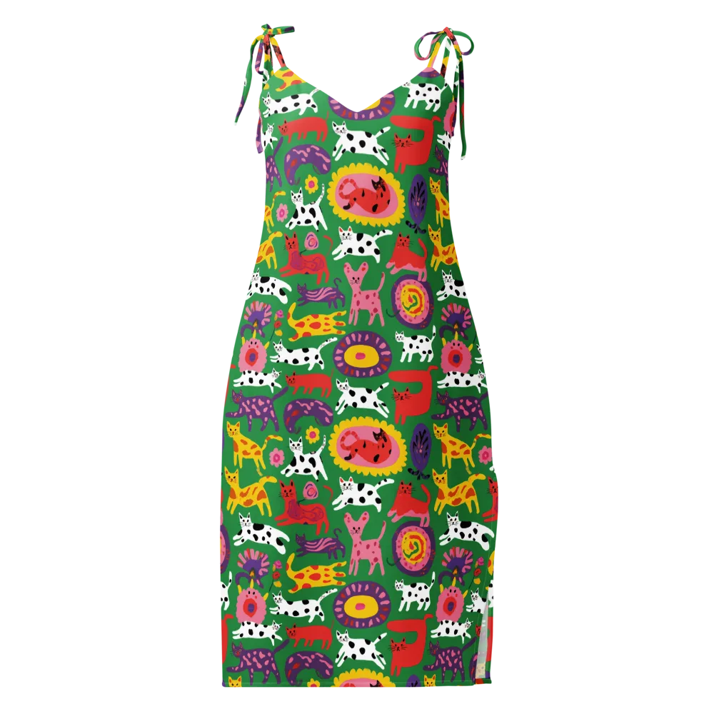 Chromatic Cat Parade on Slip Dress — Front