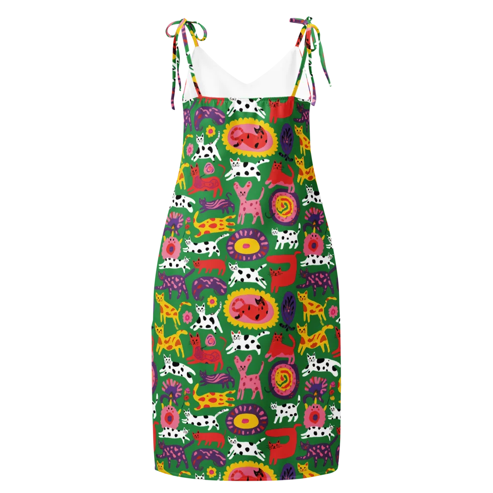 Chromatic Cat Parade on Slip Dress — Back