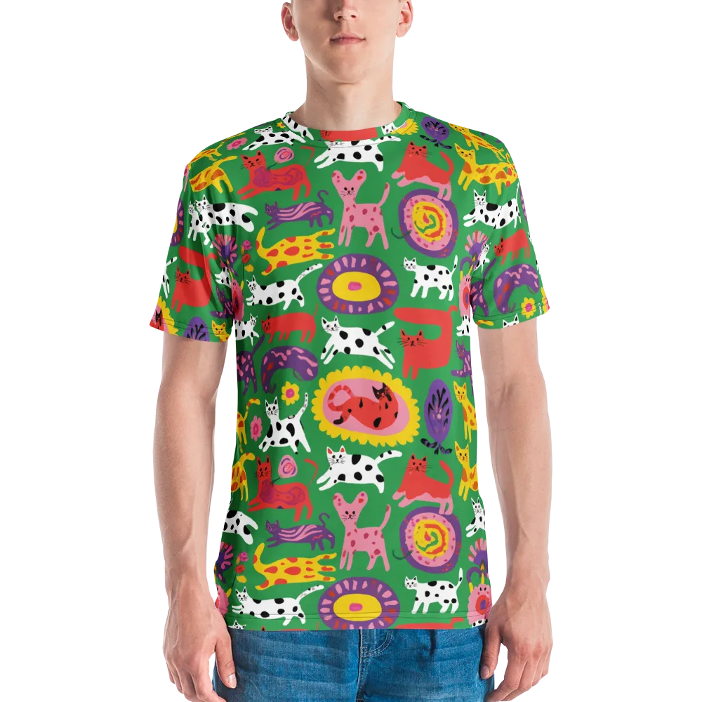 Chromatic Cat Parade on Men's Crew Neck T-Shirt — Front