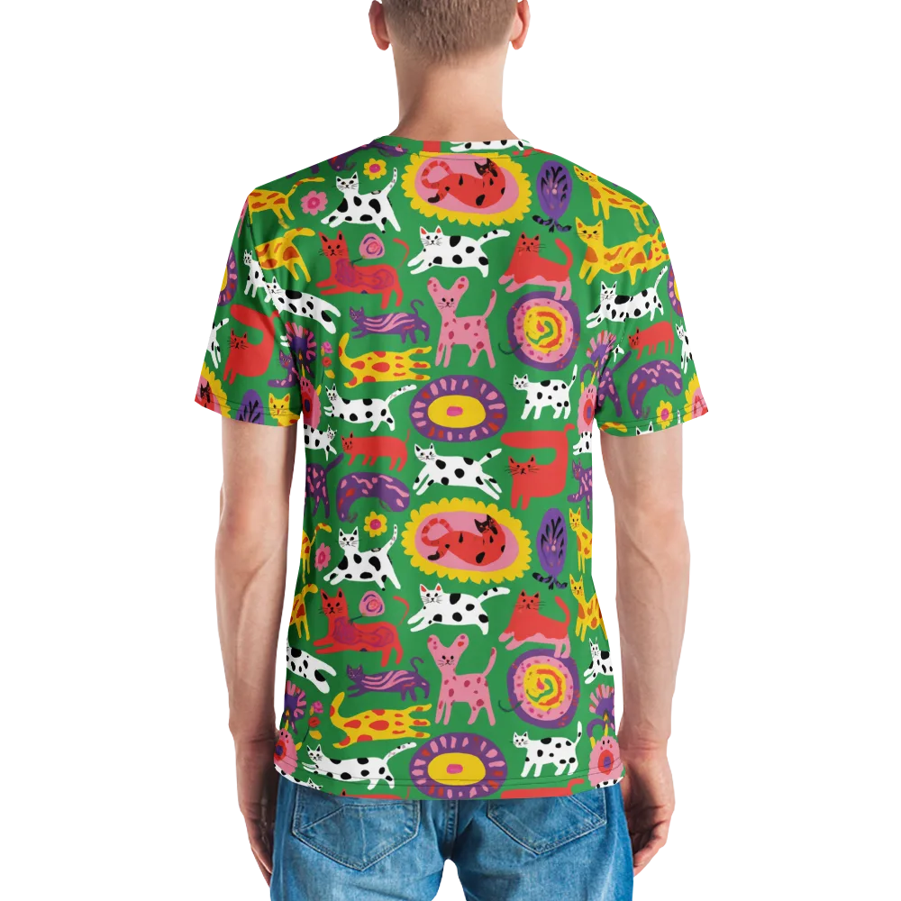 Chromatic Cat Parade on Men's Crew Neck T-Shirt — Back