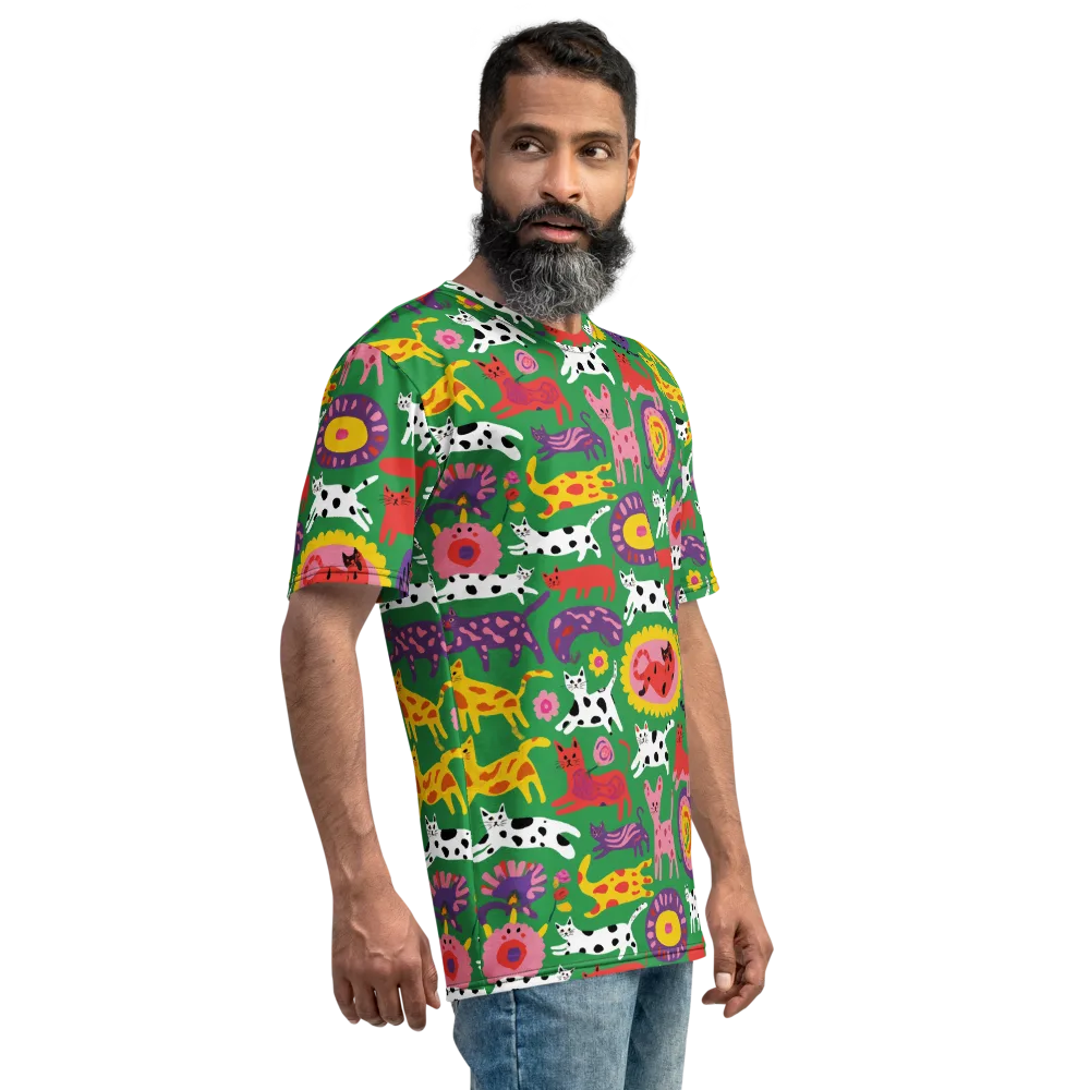 Chromatic Cat Parade on Men's Crew Neck T-Shirt — Right