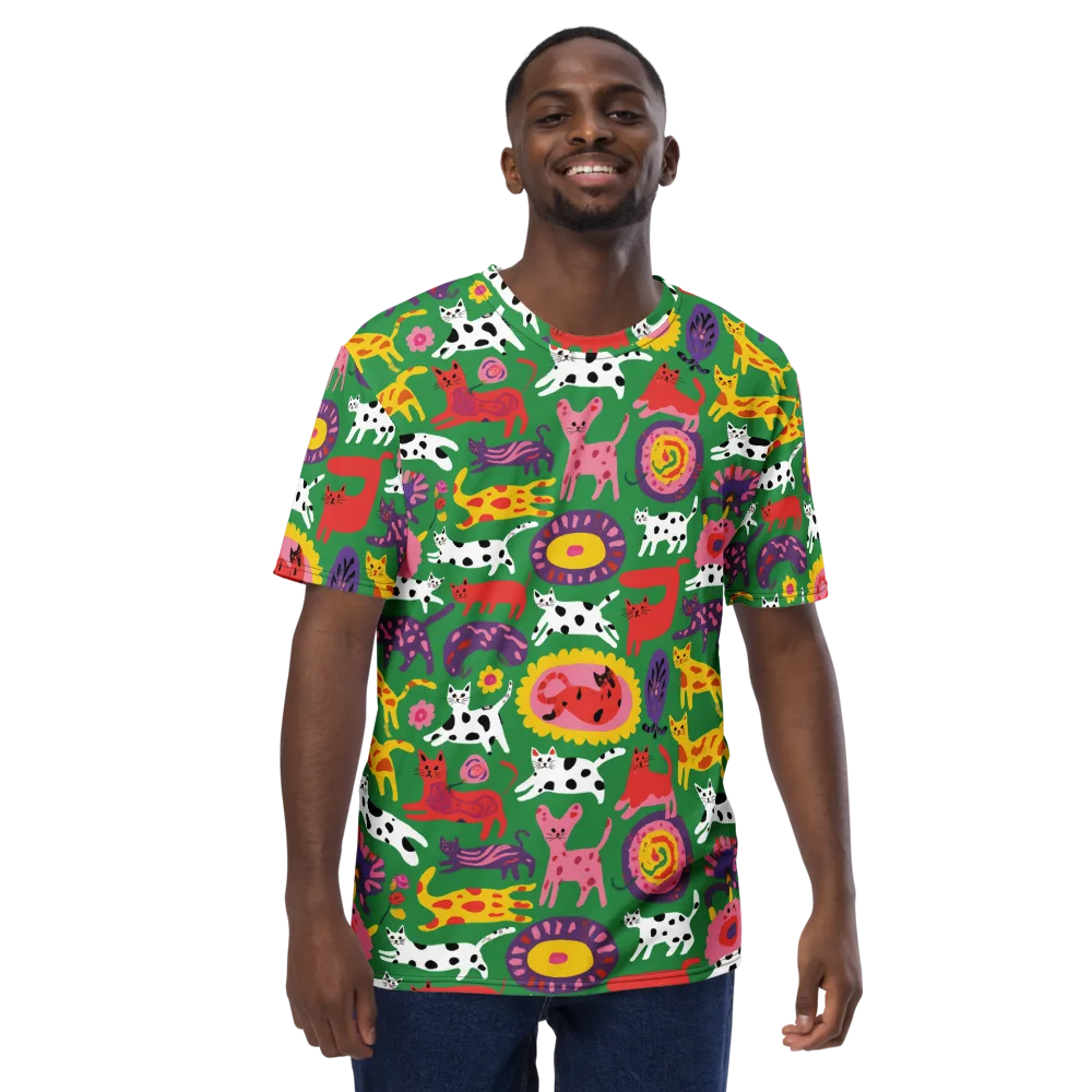 Chromatic Cat Parade on Men's Crew Neck T-Shirt — Front