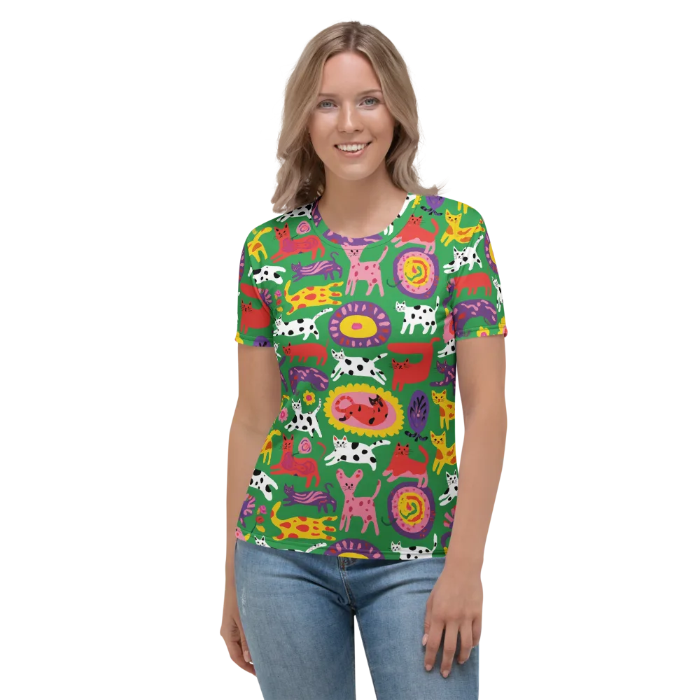 Chromatic Cat Parade on Women's Crew Neck T-Shirt — Front