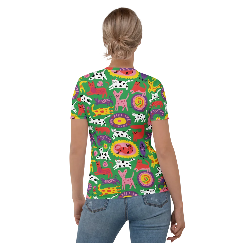 Chromatic Cat Parade on Women's Crew Neck T-Shirt — Back