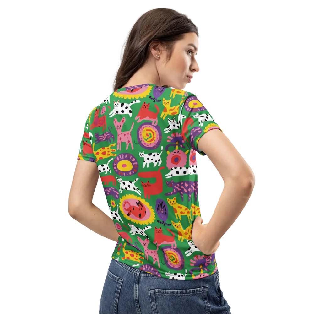 Chromatic Cat Parade on Women's Crew Neck T-Shirt — Back