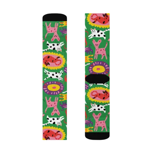 Chromatic Cat Parade on a Socks