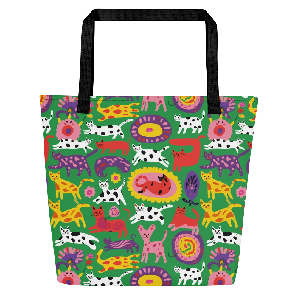 Chromatic Cat Parade on Large Tote Bag W/ Pocket — Front