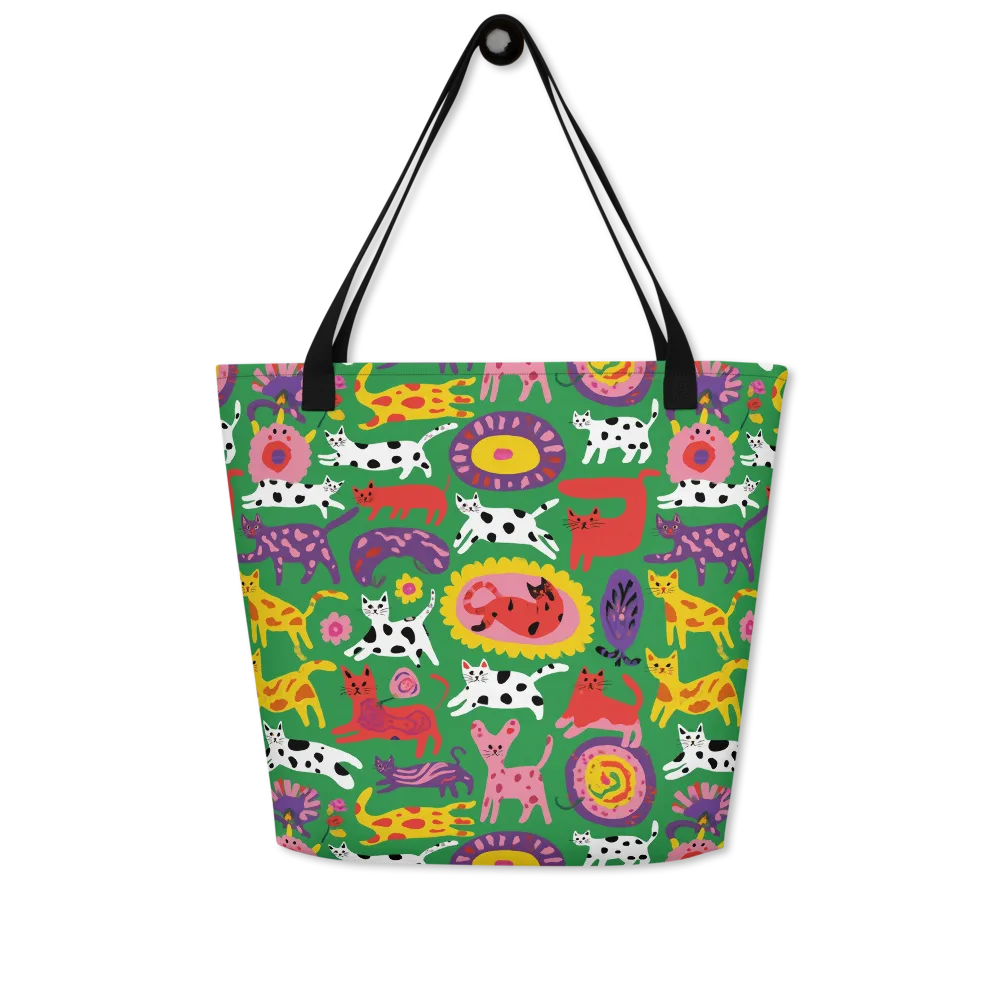 Chromatic Cat Parade on Large Tote Bag W/ Pocket — Front