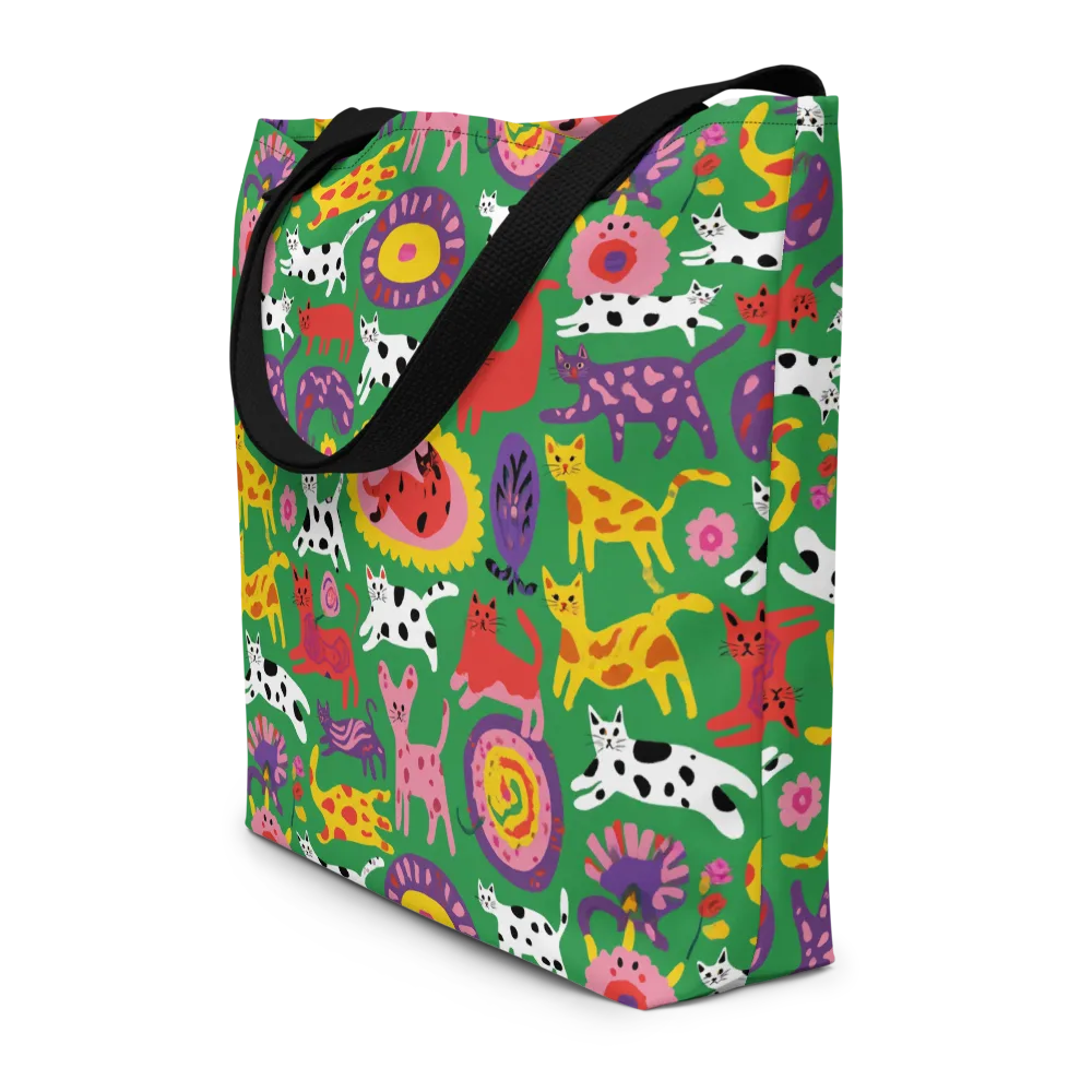 Chromatic Cat Parade on Large Tote Bag W/ Pocket — Front
