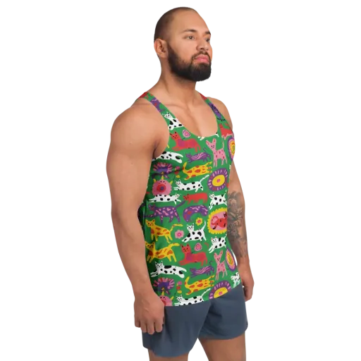 Chromatic Cat Parade on a Men's Tank Top