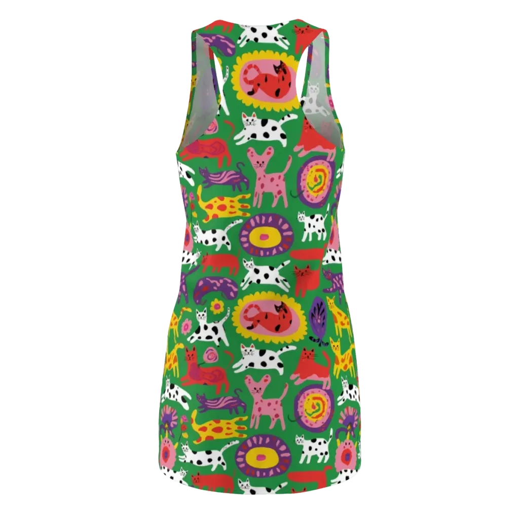 Chromatic Cat Parade on Racerback Dress — Back