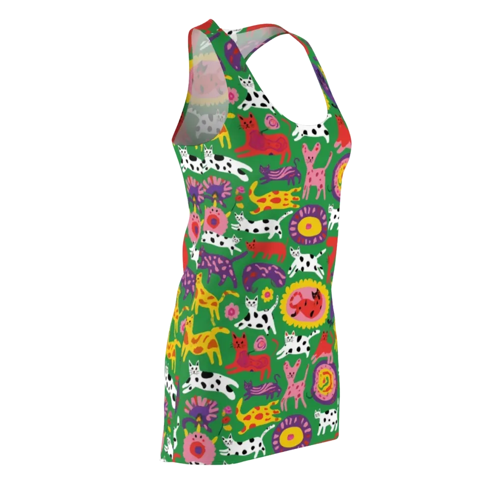 Chromatic Cat Parade on Racerback Dress — Front Side