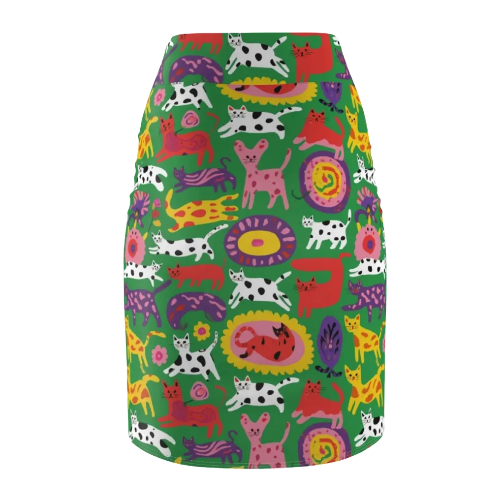 Chromatic Cat Parade on Pencil Skirt — Back