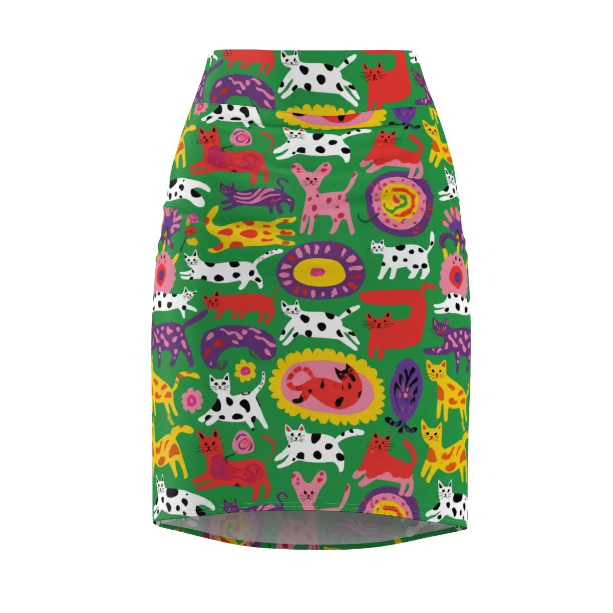 Chromatic Cat Parade on Pencil Skirt — Front