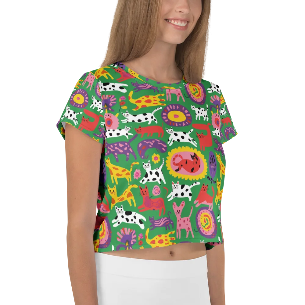 Chromatic Cat Parade on Crop Tee — Right