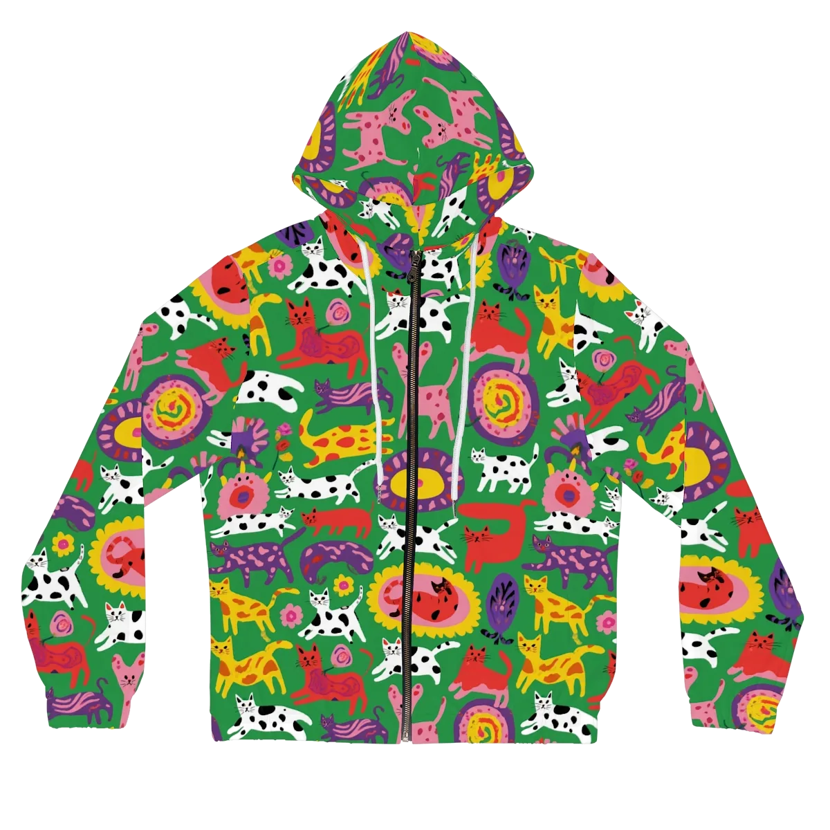 Chromatic Cat Parade on Women's Full-Zip Hoodie — Front