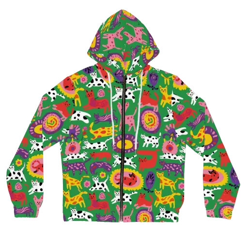 Chromatic Cat Parade on a Women's Full-Zip Hoodie