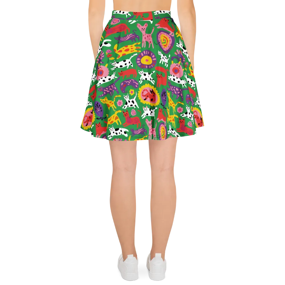 Chromatic Cat Parade on Skater Skirt — Back