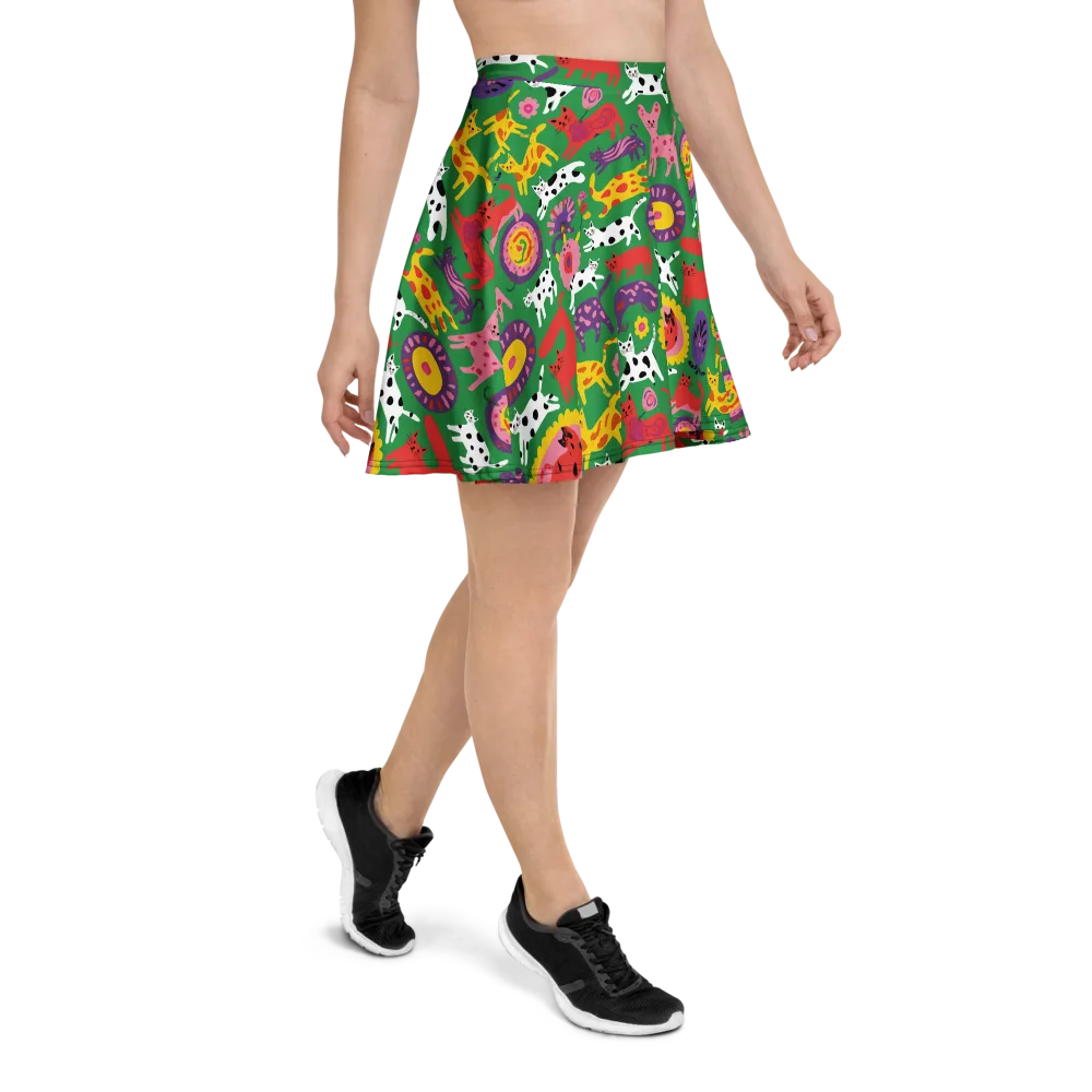Chromatic Cat Parade on Skater Skirt — Right