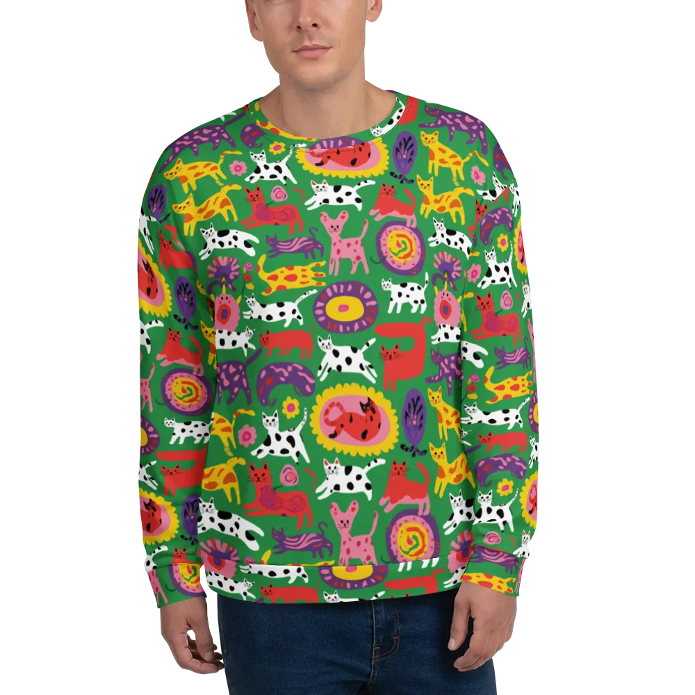 Chromatic Cat Parade on Sweatshirt — Front