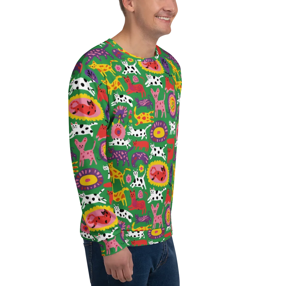 Chromatic Cat Parade on Sweatshirt — Right Front
