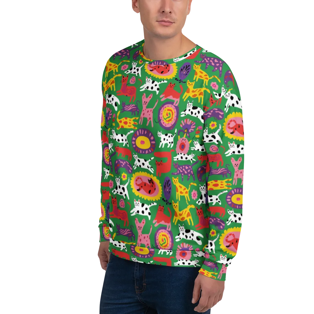 Chromatic Cat Parade on Sweatshirt — Left Front