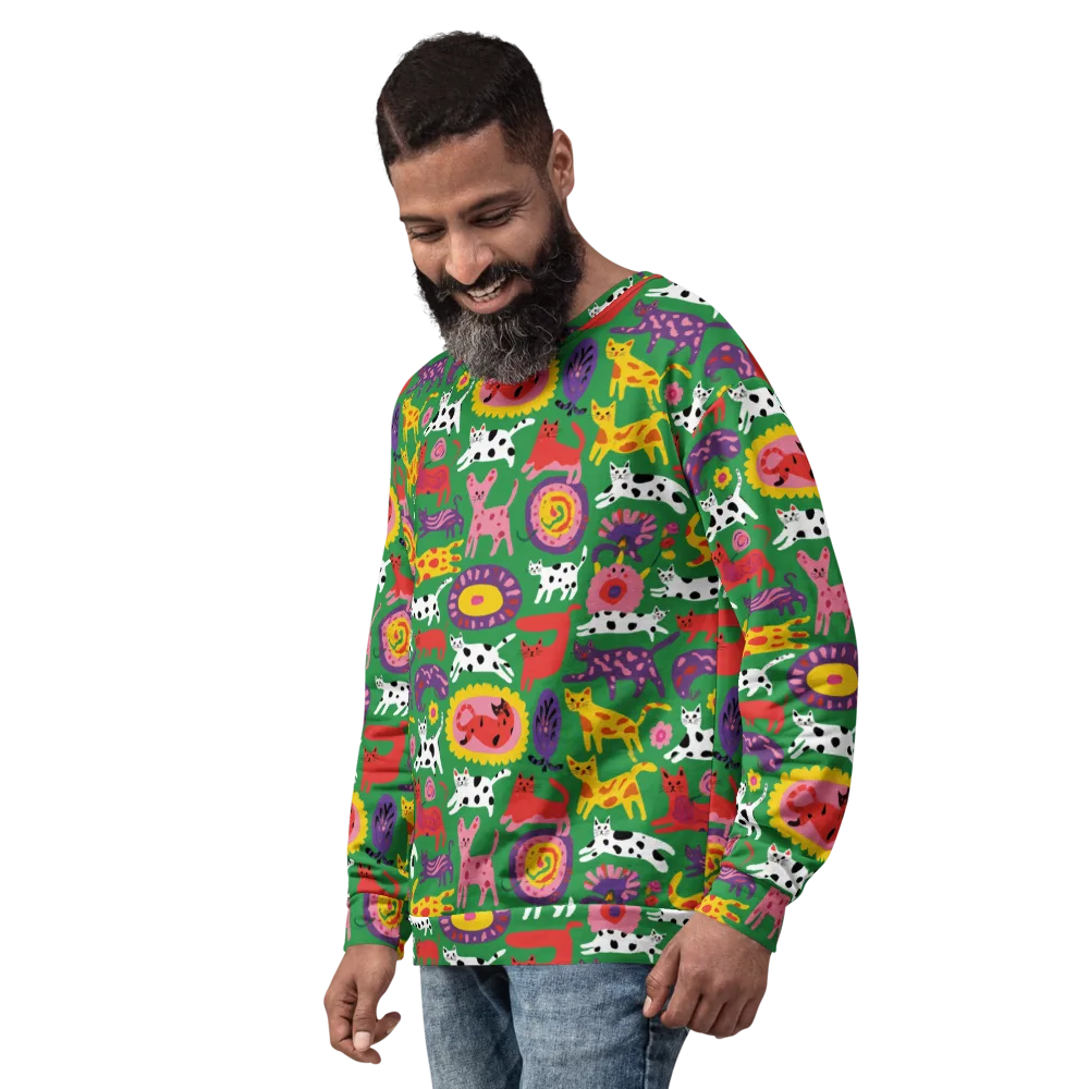 Chromatic Cat Parade on Sweatshirt — Left Front