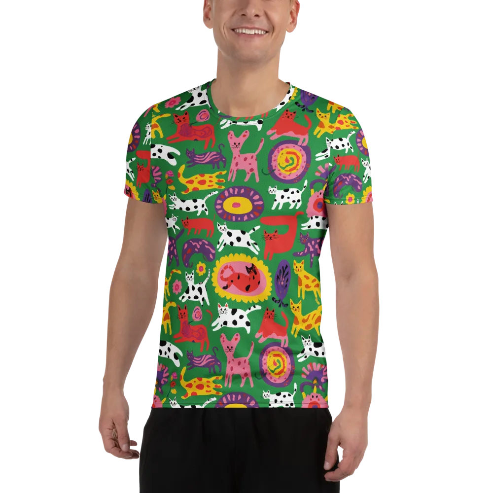 Chromatic Cat Parade on Men's Athletic T-Shirt — Front