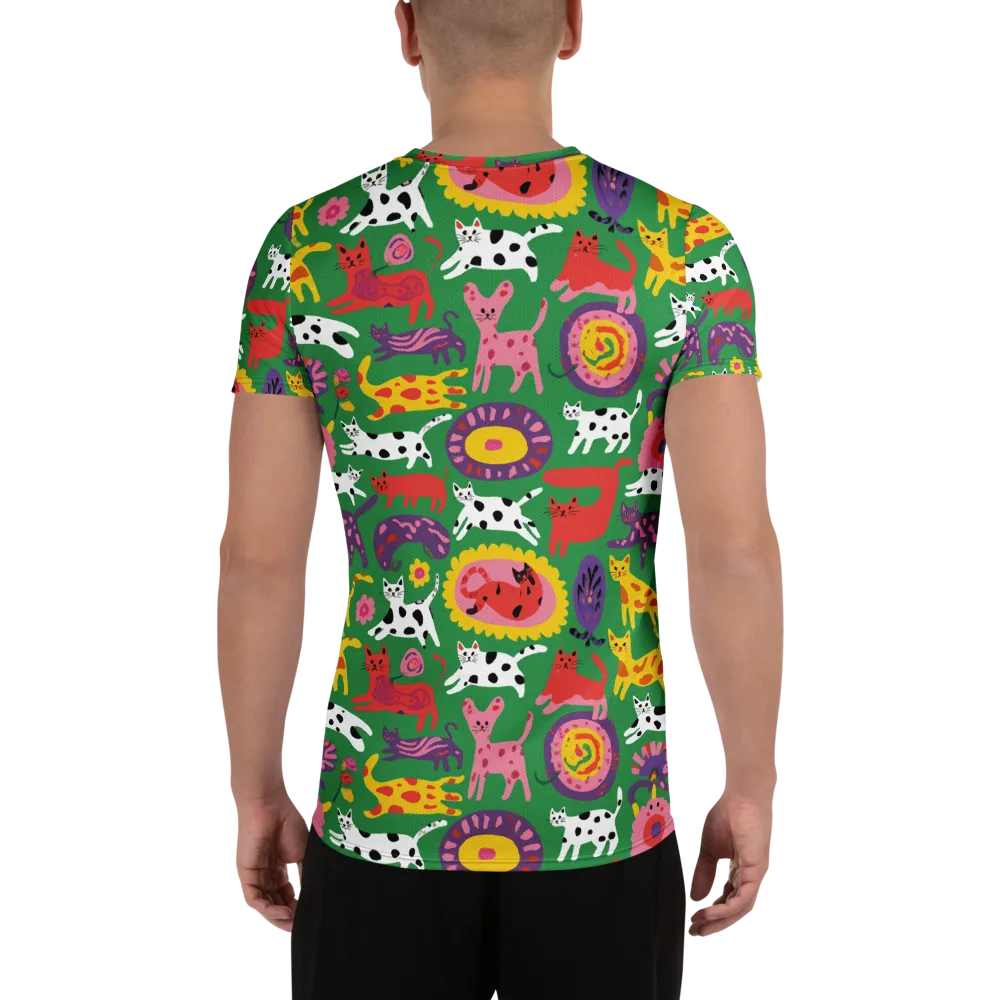 Chromatic Cat Parade on Men's Athletic T-Shirt — Back