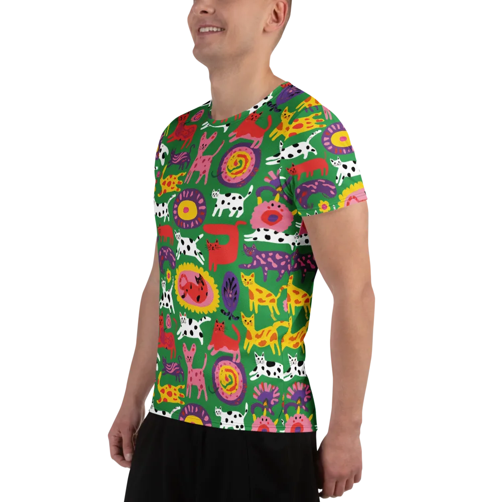 Chromatic Cat Parade on Men's Athletic T-Shirt — Left