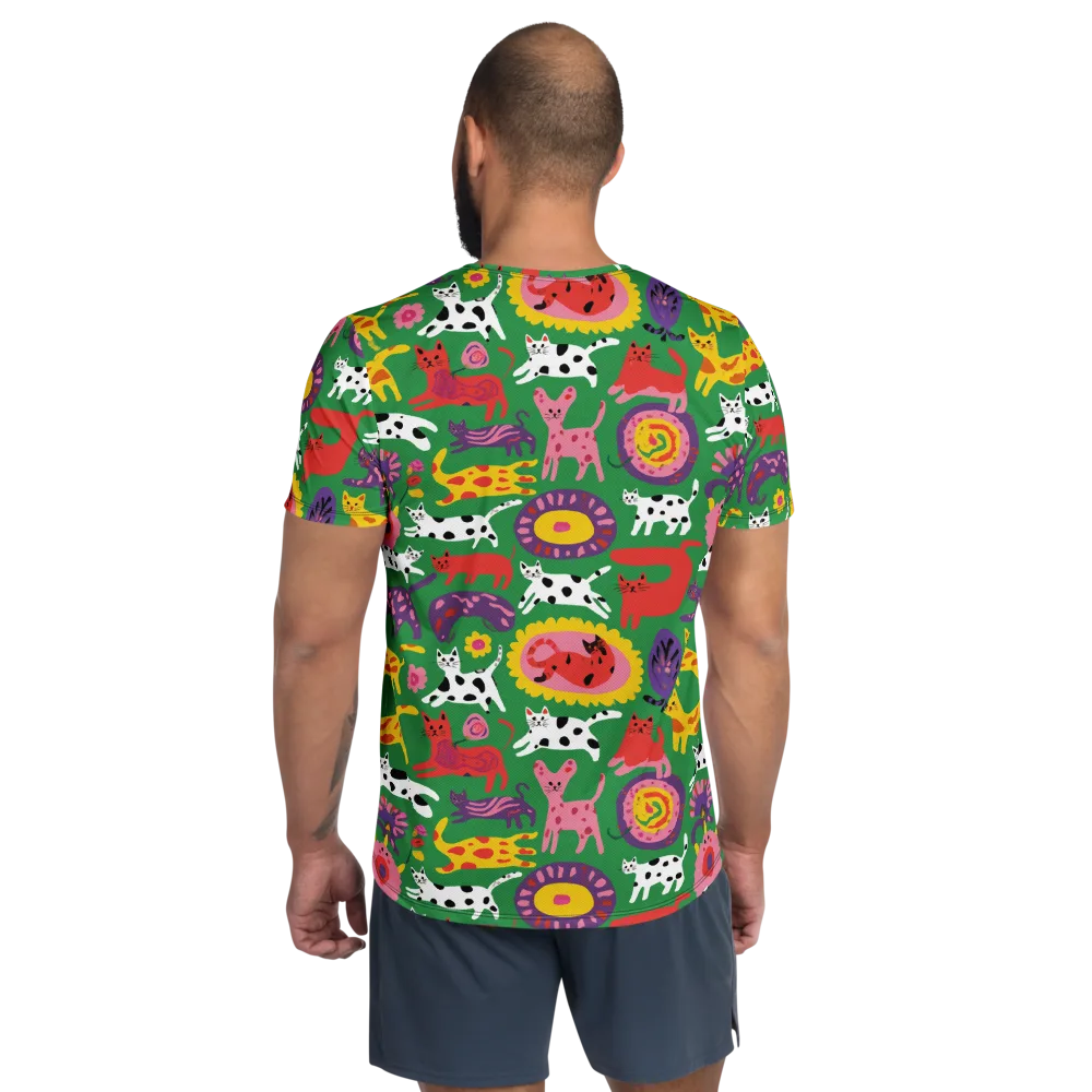 Chromatic Cat Parade on Men's Athletic T-Shirt — Back