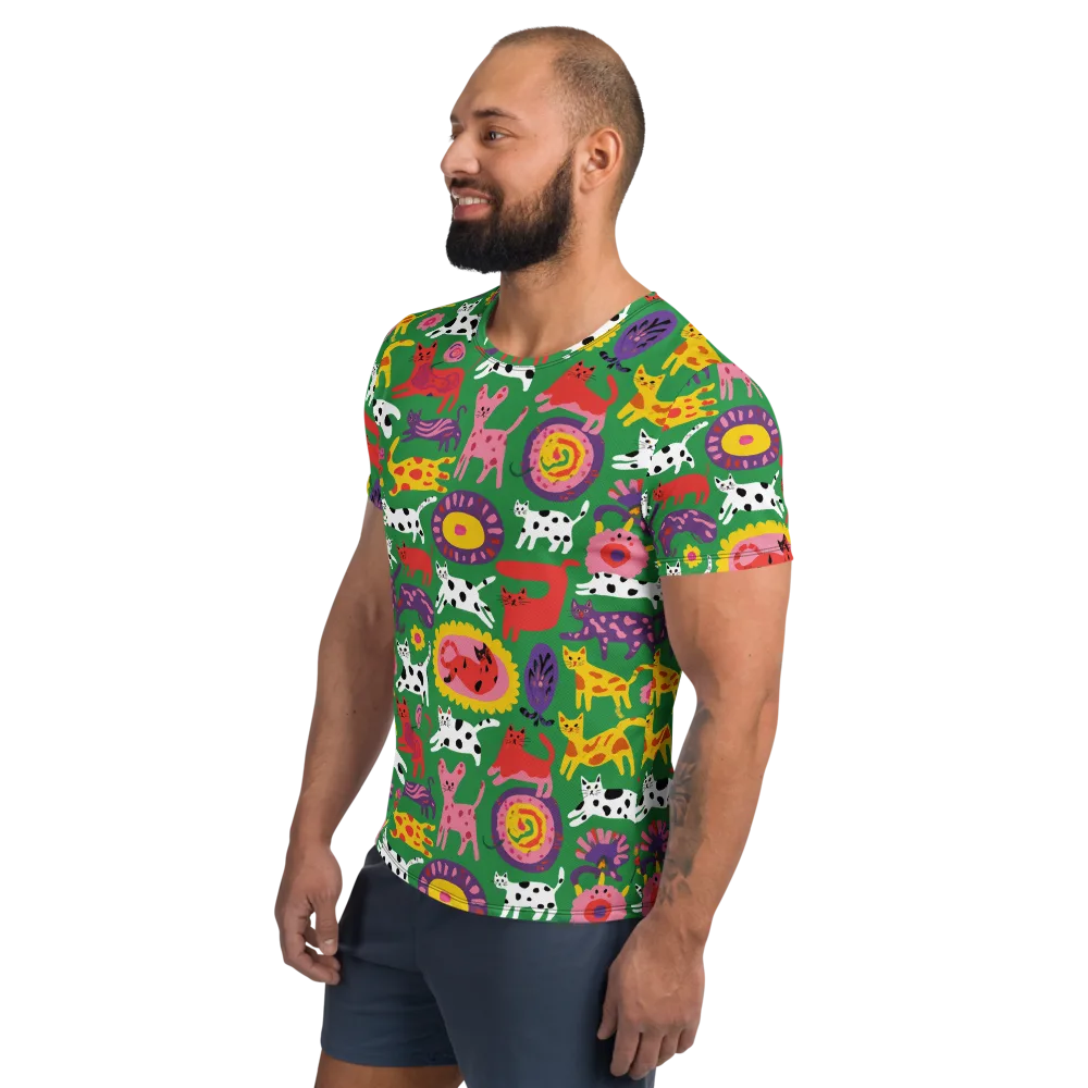 Chromatic Cat Parade on Men's Athletic T-Shirt — Left