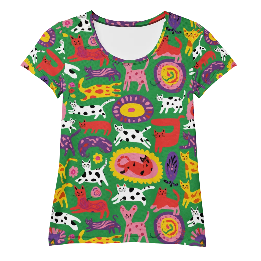 Chromatic Cat Parade on Women's Athletic T-Shirt — Front