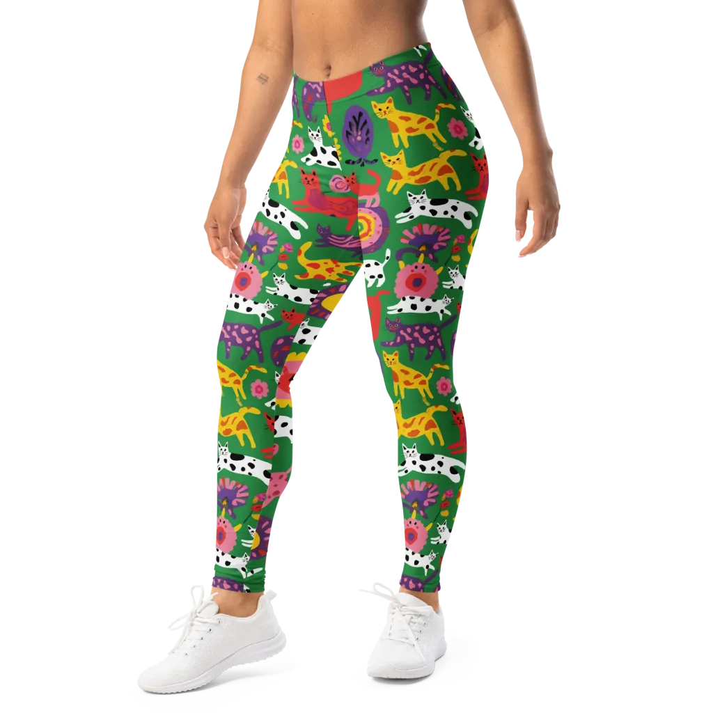Chromatic Cat Parade on Leggings — Left Front