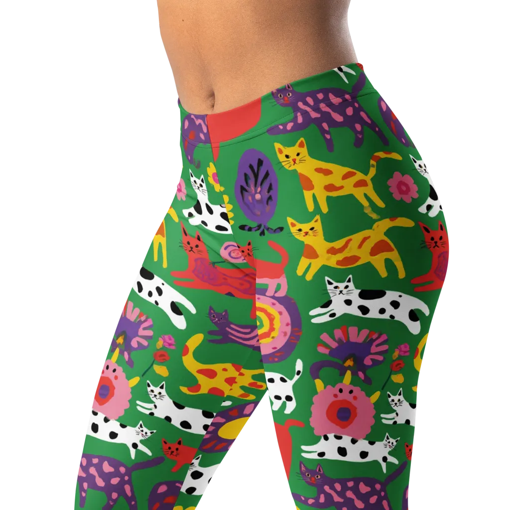 Chromatic Cat Parade on Leggings — Left Front