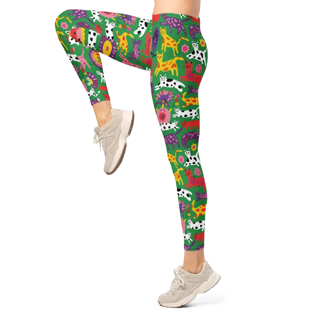 Chromatic Cat Parade on Leggings — Left