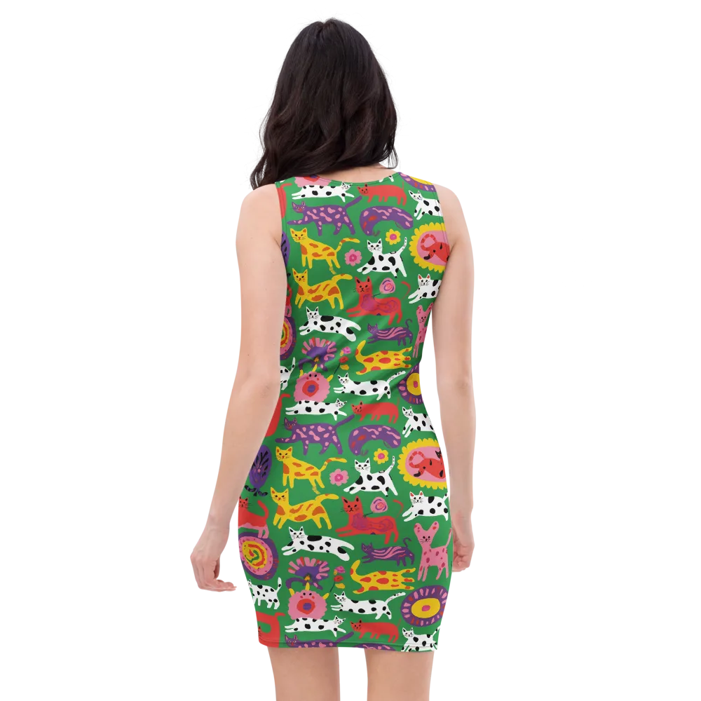 Chromatic Cat Parade on Bodycon Dress — Back