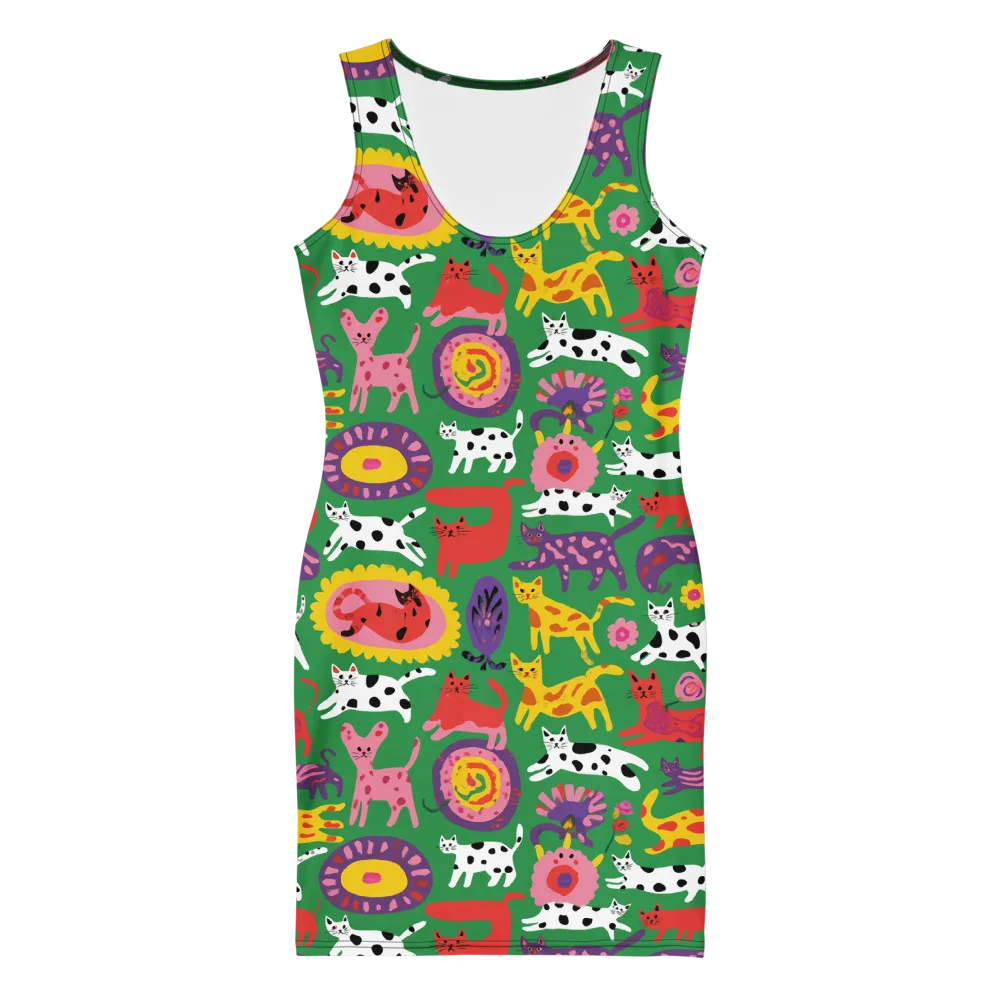 Chromatic Cat Parade on Bodycon Dress — Front
