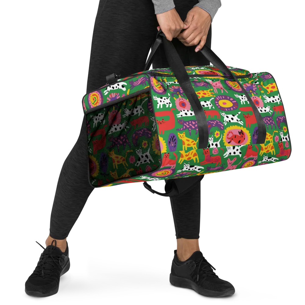 Chromatic Cat Parade on Duffle Bag — Right Front