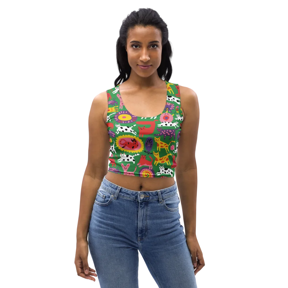 Chromatic Cat Parade on Crop Top — Front